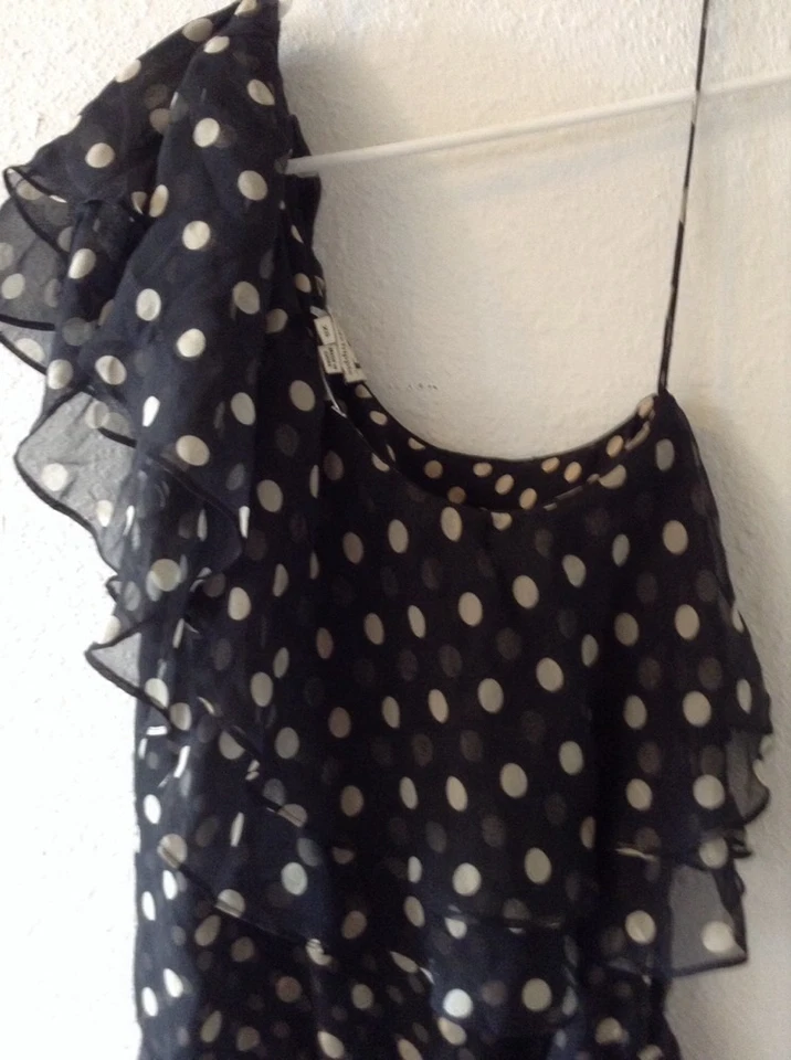 VESTIDO ALTO HIPPIE NEGRO LUNARES TALLA XS NUEVO SIN ETIQUETAS Foto 3 de 4