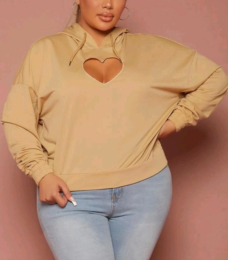 Shein Sxy Khaki Brown Heart Keyhole Cut Out Drawstring