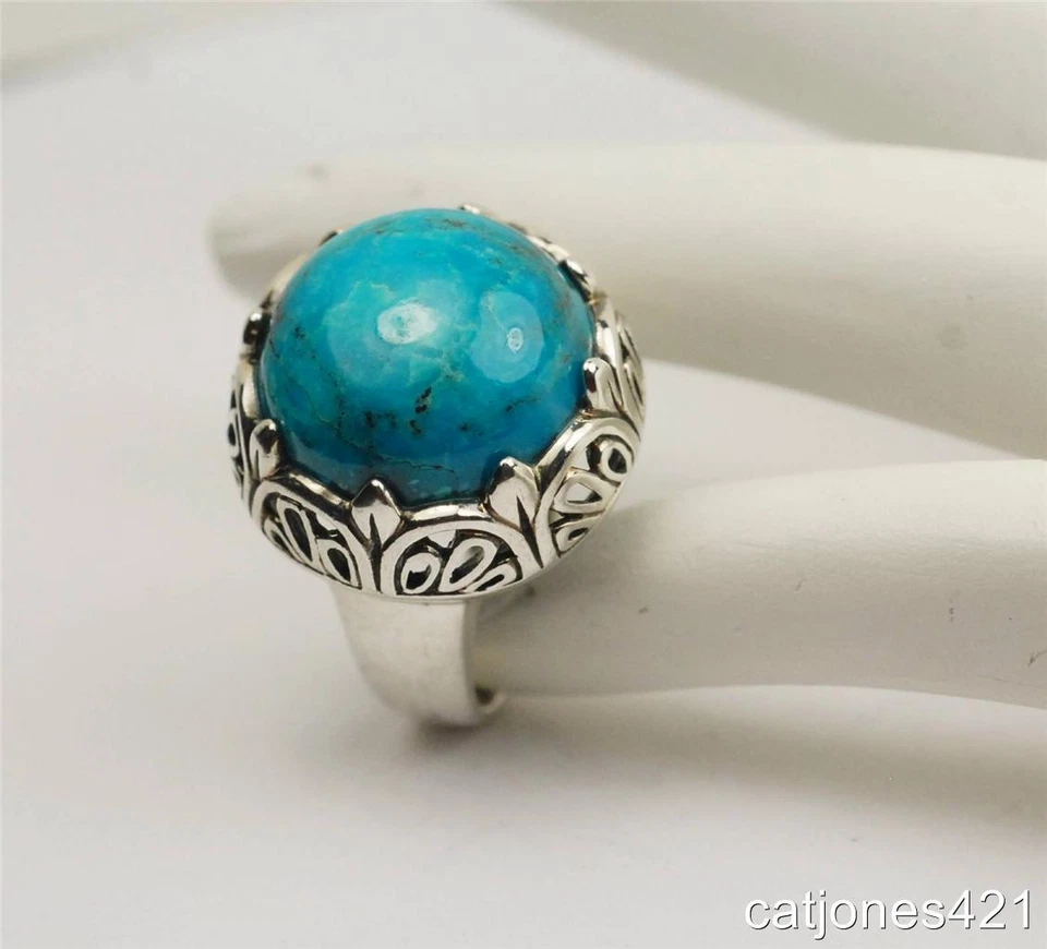 ANILLO TURQUESA CÚPULA GRUESA PLATA ESTERLINA 925 Foto 2 de 4