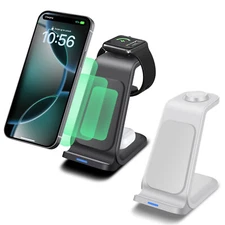 3 in 1 Wireless Charger Dock Station For Apple Watch Air Pods iPhone 16 15 Pro