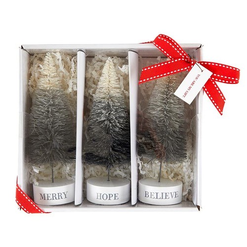 Winter Wonderland Face to Face 6" H Bottle Brush Tree Set Home Decor, Pack of 2 - Picture 2 of 3