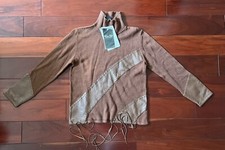 Vintage Jerry Lewis Classic Luxuries Leather Fringe Turtleneck Brown Sweater Xs