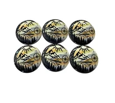 Set of 6 Compass Sun and Moon Wood Cabinet Knobs oDrawer Knobs & Pulls