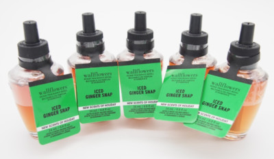(5) Bath & Body Works White Barn ICED GINGER SNAP Wallflower Refill 0.8oz Lot