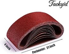 Taokyid Sanding Belts Assorted Grits 12 Pack 4x21 inch Aluminum Oxide Sandpaper