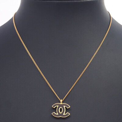 Japan Used Necklace] CHANEL Returns Ok Coco Mark Cc Wood Tone Necklace