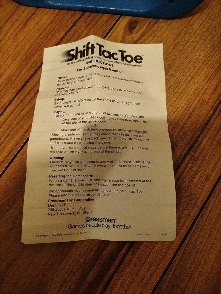 SHIFT TAC TOE GAME PRESSMAN 1988 - TIC TAC TOE LOVELY CONDITION RARE VINTAGE  - Image 4 of 4