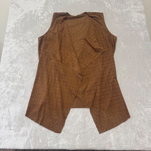 NWOT Soft Surroundings Women's Duster Vest Laser Cut Sleeveless Brown L XL Boho - Picture 6 of 13