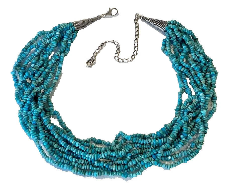 Pristine Carolyn Pollack Sterling 10 Strand Turquoise Layered Southwest Necklace