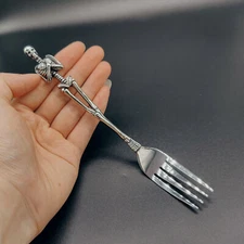 Punk Skull Skeleton Tableware Soup Spoon Fork Knife  316L Stainless Steel New