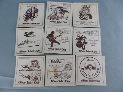 Lot of 9 SOUS BOCK AFRICAN SAFARI CLUB beer mats beer felt beer lid A44