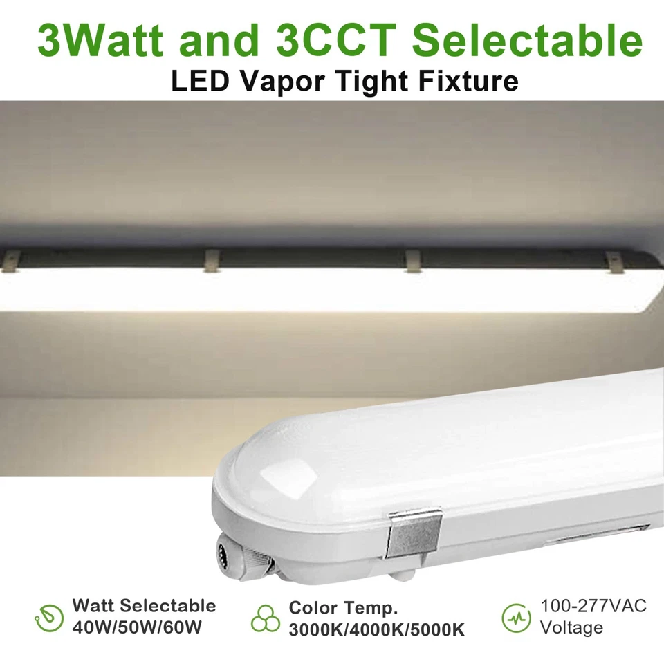 6-PACK 4FT LED Vapor Tight Light 40W/50W/60W LED Carport Shop Garage Light IP66 - Image 3 of 4