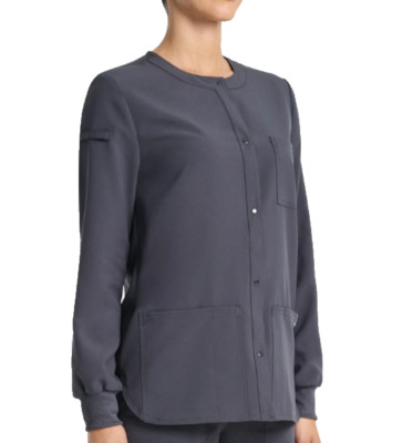 Scrubstar Long Sleeve Warm Snap Up Jacket Top PEWTER GRAY Sizes LARGE L 2XL 3XL