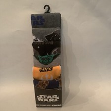 Star Wars 6 Pair CREW SOCKS SIZE 8-12 Yoda Chewbacca Darth Vader Mens Boys Gift