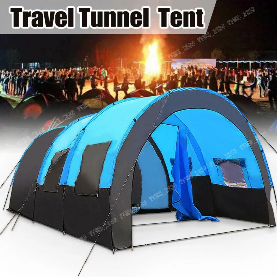 Barraca de acampamento 8-10 pessoas instantânea família ao ar livre tenda dupla camada tenda chuva - Imagem 4 de 4