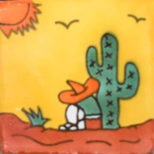 #C110) Mexican Tile sample Ceramic Handmade 4x4 inch, GET MANY AS YOU NEED !!