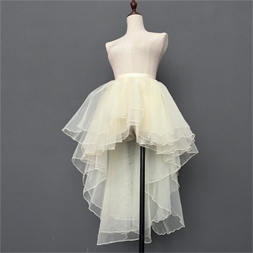Women High Low Ruffles 3 Layers Tulle Skirt Dancing Skirt Party Cocktail Skirt - Picture 17 of 17
