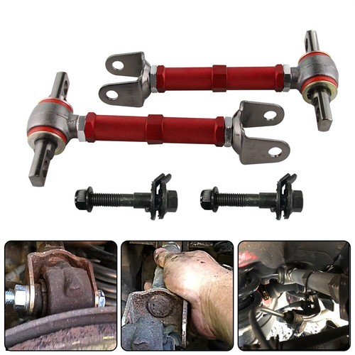Rear Adjustable Camber Kit For 02-06 Acura RSX 01-05 Honda Civic +Fitting Red - Picture 3 of 9