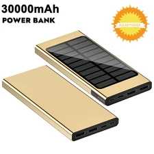 30000mAh Solar Power Bank Portable Charger Battery Pack for iPhone 17/16 Serie