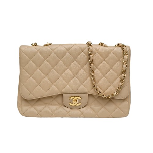 CHANEL CF Flap Bag Single Flap JUMBO 30cm Milky Tea   Crossbody Bag