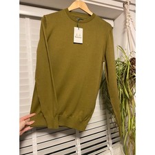 Image of Barbour Khaki Green Cotton Crew Jumper/ Sweater. Size S. New