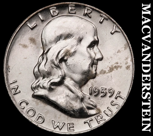 1959-D Silver Franklin Half Dollar - FBL - Choice Gem Brilliant Unc+++  #G9005