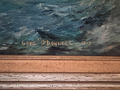 Original Marine Oil Painting of a Steam Yacht signed by Gene O Donnell