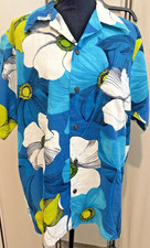 Vintage Polynesian Bazaar  Hawaiian Aloha Shirt ..Barkcloth and Bold colors
