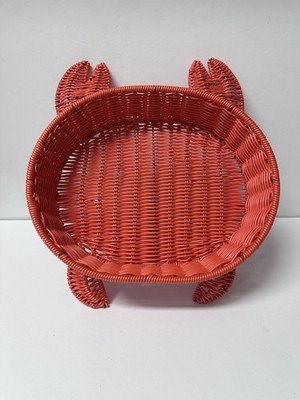Ciroa Hello Summer Bright Coral Crab Resin Serving Basket 12.5 X 10  X 3