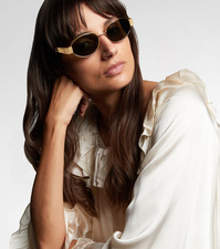 Celine CL40235U 30N Triomphe Metal Oval Sunglasses Gold Green Sunglasses