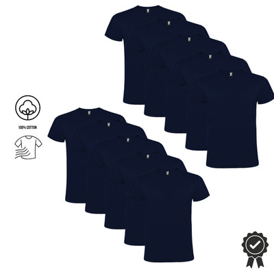 10er Set Navy Herren T-Shirt Sparpack, 100% BW Rundhals Kurzarm M-XXL Roly Atomi