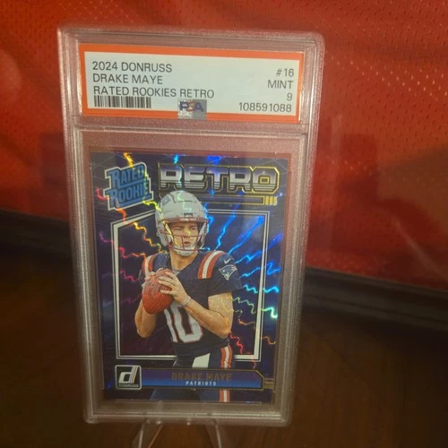 🔥2024 PANINI DONRUSS RATED ROOKIES RETRO #16 DRAKE MAYE ROOKIE RC PSA 9🔥