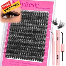 MilyBest Lash Clusters Kit 80D Fluff Cluster Eyelash Extensions 10-18mm Black 