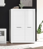 Highboard Anrichte Kommode Bianco 100Cm Weiß Hochglanz
