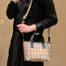 New Burberry Check small Canvas Tote Crossbody bag