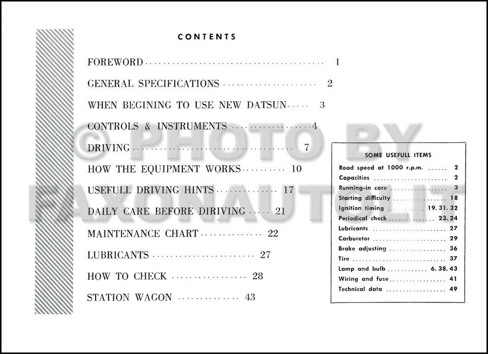 Manuale Dell'Utente Datsun Bluebird 1961 P311 WP311 Utile 60-63 310-312 - Immagine 2 di 2