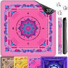 Neoprene Mahjong Mat with Rules, 33x33 Inch Mahjong Mat for Table, Non-Slip N...