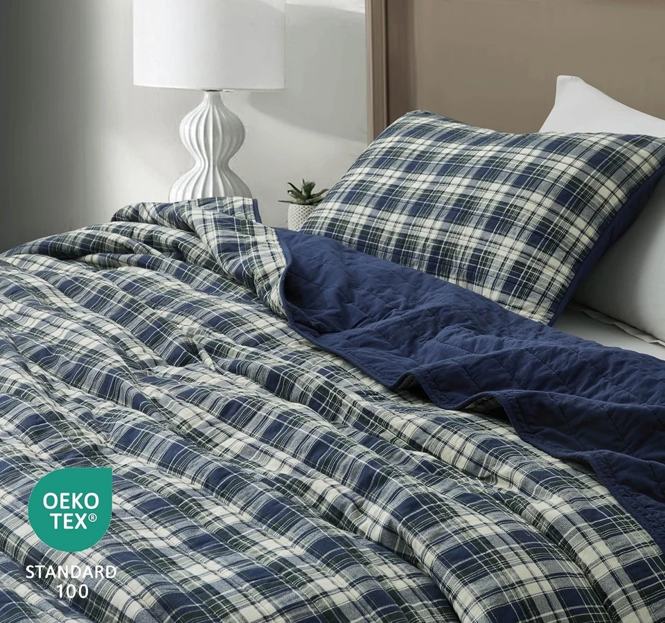 Conjunto de edredón ligero King Chezmoi Collection 3 piezas de algodón lavado Foto 4 de 4