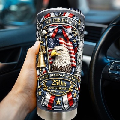USA 250th Anniversary Eagle Tumbler 1776-2026, Patriotic Cup July 4