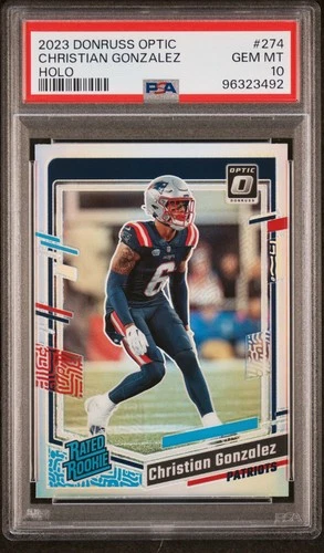 2023 PANINI DONRUSS OPTIC HOLO #274 CHRISTIAN GONZALEZ PSA 10