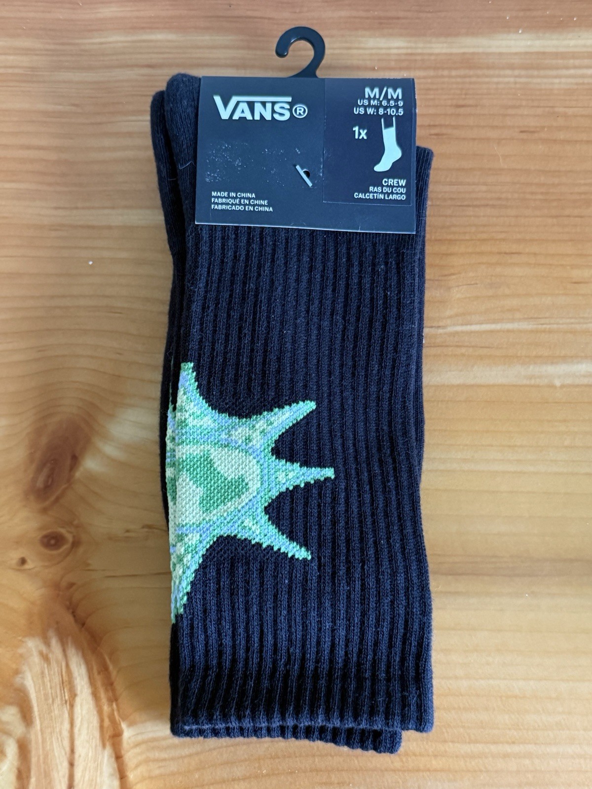 New VANS Medium Unisex Designer Sport Skater Surfer Crew Cut Black Socks Logo