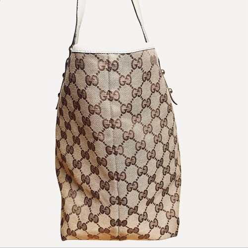 GUCCI GG Canvas Tote Bag Sherry Charm Beige Leder Original Gebraucht - Bild 6 von 18