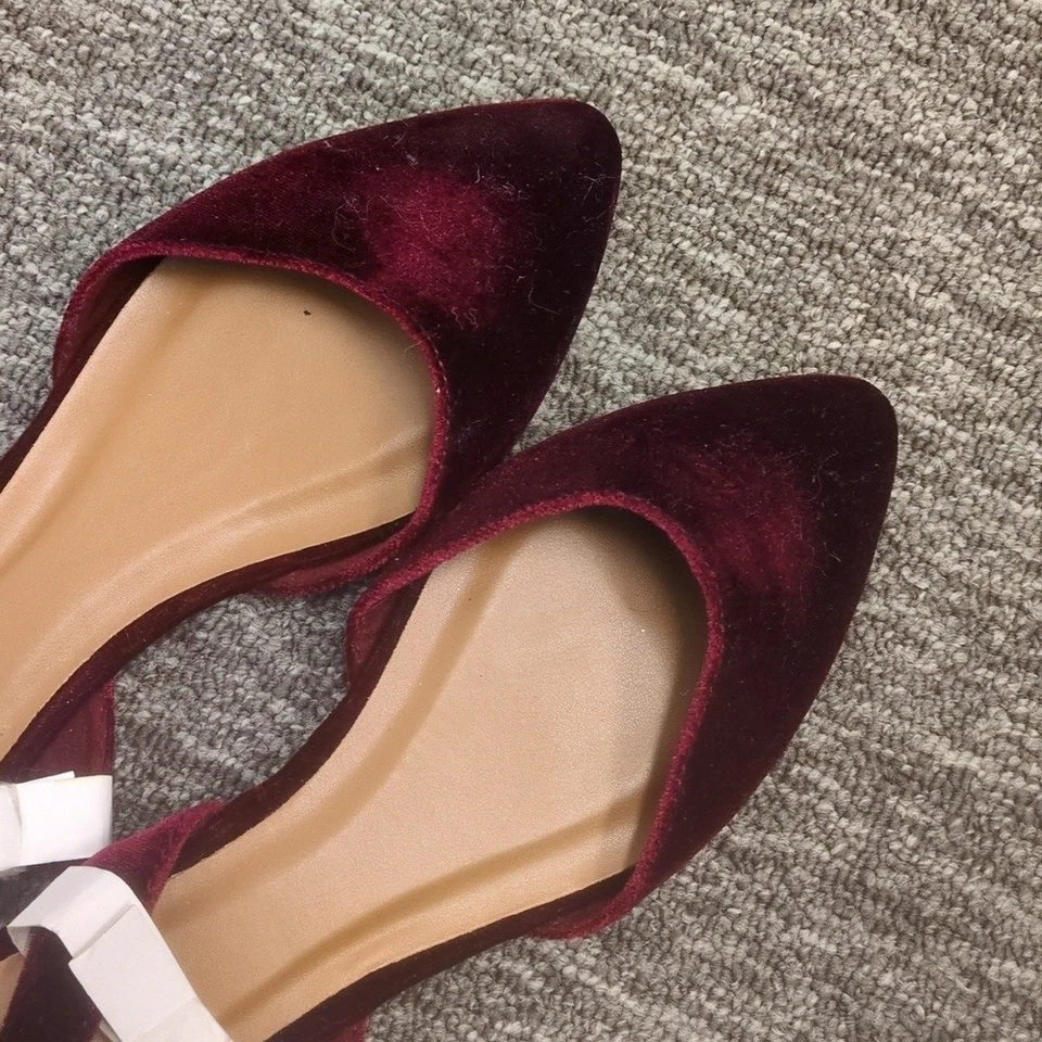 Tacones de terciopelo ciruela borgoña bambú para mujer talla 6 Foto 2 de 4