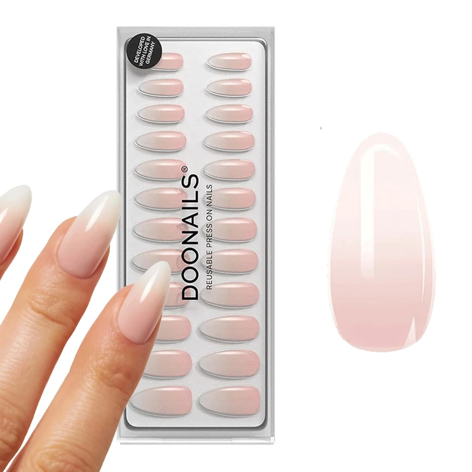 Doonails Soft Gel Kunstnägel Babyboomer Almond 30er Set Salonqualität Aufkleben