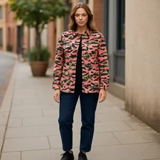 Neon Pink Jacket Camouflage Women’s Button Up Camp Jacket Size Small