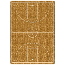 Milliken Themed Rug HOOPSTER Modern Sports Indoor Rotating Brush Brown