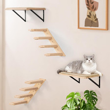 Cat Wall Furniture Set, 2PCS Cat Shelves 2PCS 4 Steps Wall Shelves Stairs Towe