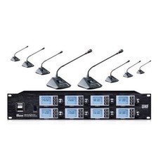 Wireless Conference Microphone System,UHF 8 Gooseneck Cordless Mics for Lecture