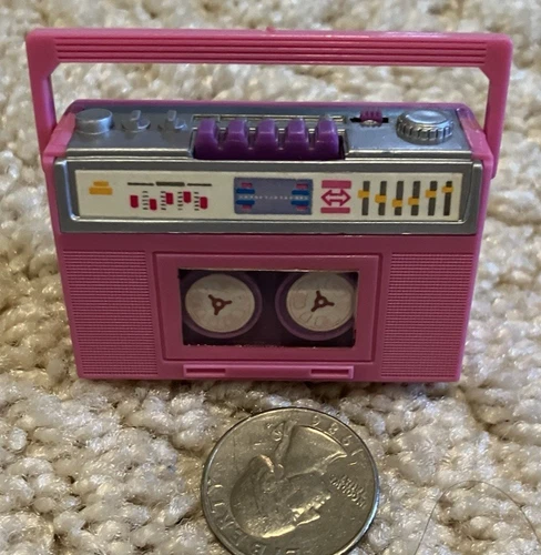VTG Barbie doll Action Accents Boombox Cassette Wind Up Toy 1980s pink WORKS EUC