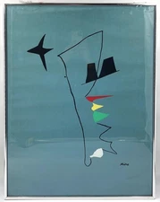 After JOAN MIRO Vintage Framed Lithograph, PEINTURE (ÉTOILE BLEUE), 1927